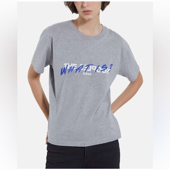 Flecked gray cotton T-shirt What is motif | The Kooples Small NWT - Picture 1 of 7